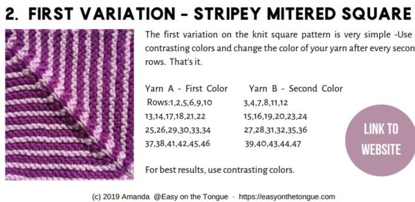 Collection of 6 Mitred Squares, Knitting Pattern Book