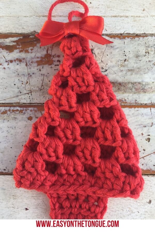 Red Hanging Crochet Christmas Tree